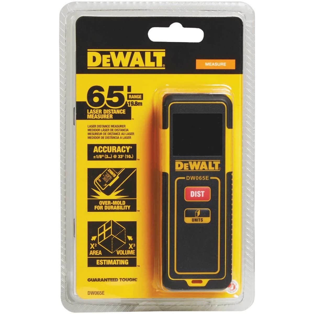 Dewalt 65' Black Backlit Screen Laser Distance Measurer product image