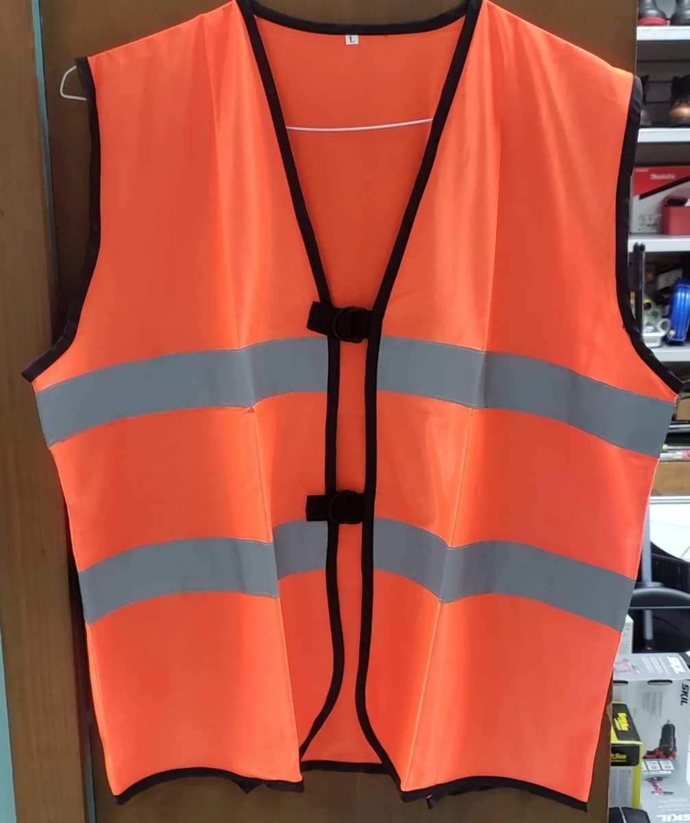 Fl. Orange Fabric Safety Vest w/Grey Ref Strip Plastic D Ring Strap - L & XL product image