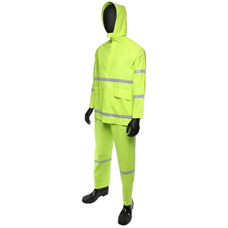 3pc .35mm PVC/Poly Fluorescent Green Rain Suit with Reflective - 2XL product image