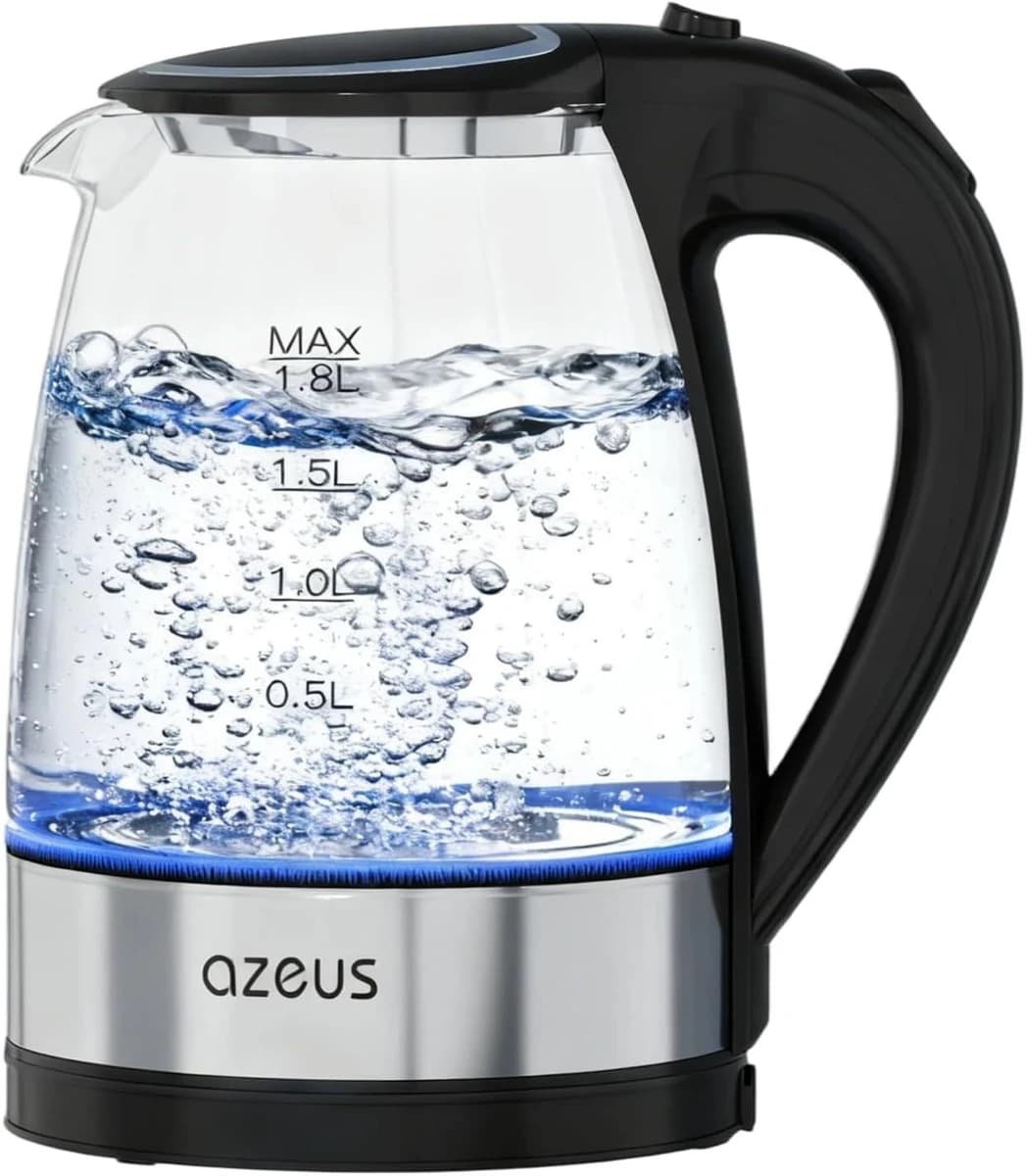 AZEUS Fast Boil Electric Glass Kettle 1.8L w/Auto Shut-Off & Boil-Dry Protection product image