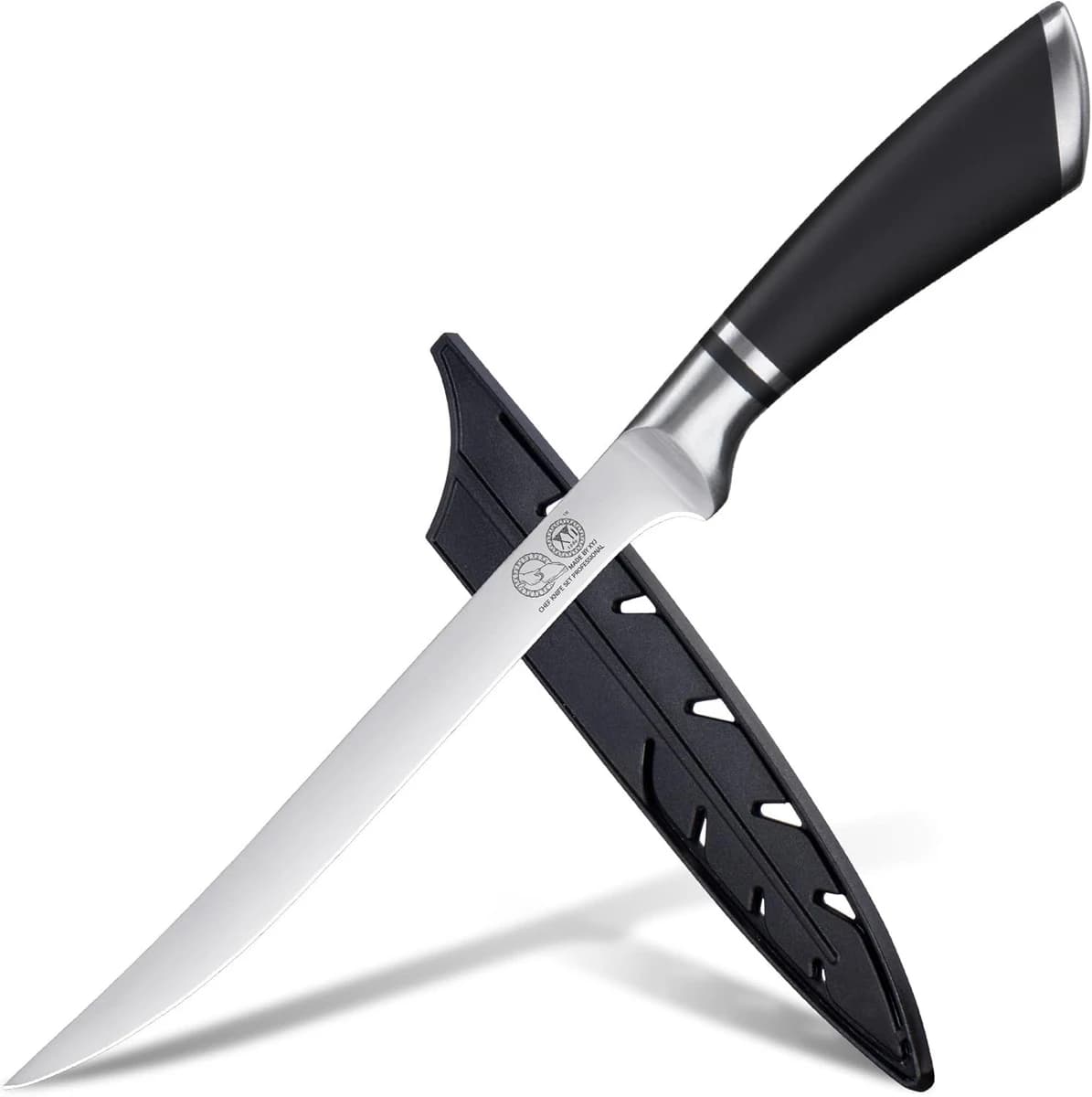 XYJ Professional Razor Sharp Stainless Steel Filleting Kitchen Knife 8" w/Sheath product image