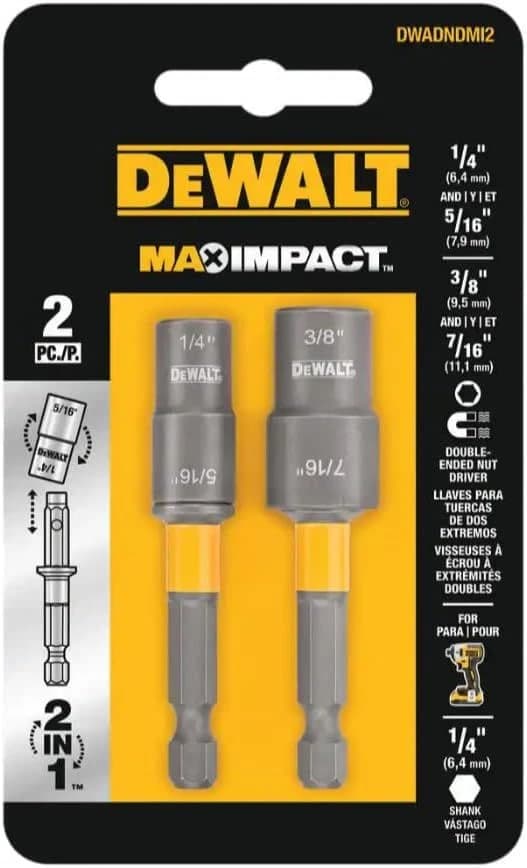 DEWALT Magnetic MAX IMPACT Double Ended Carbon Steel Nut Driver 2pk product image