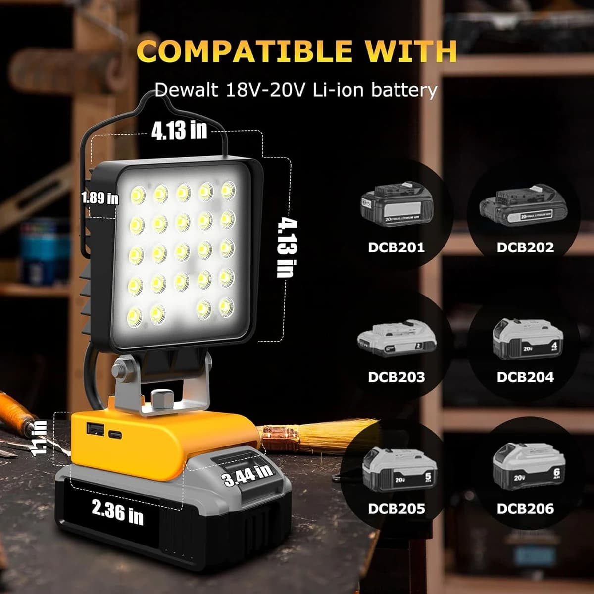 LANKA LED Work Light for Dewalt 20v Max Battery - Upgraded 48W 7200LM product image