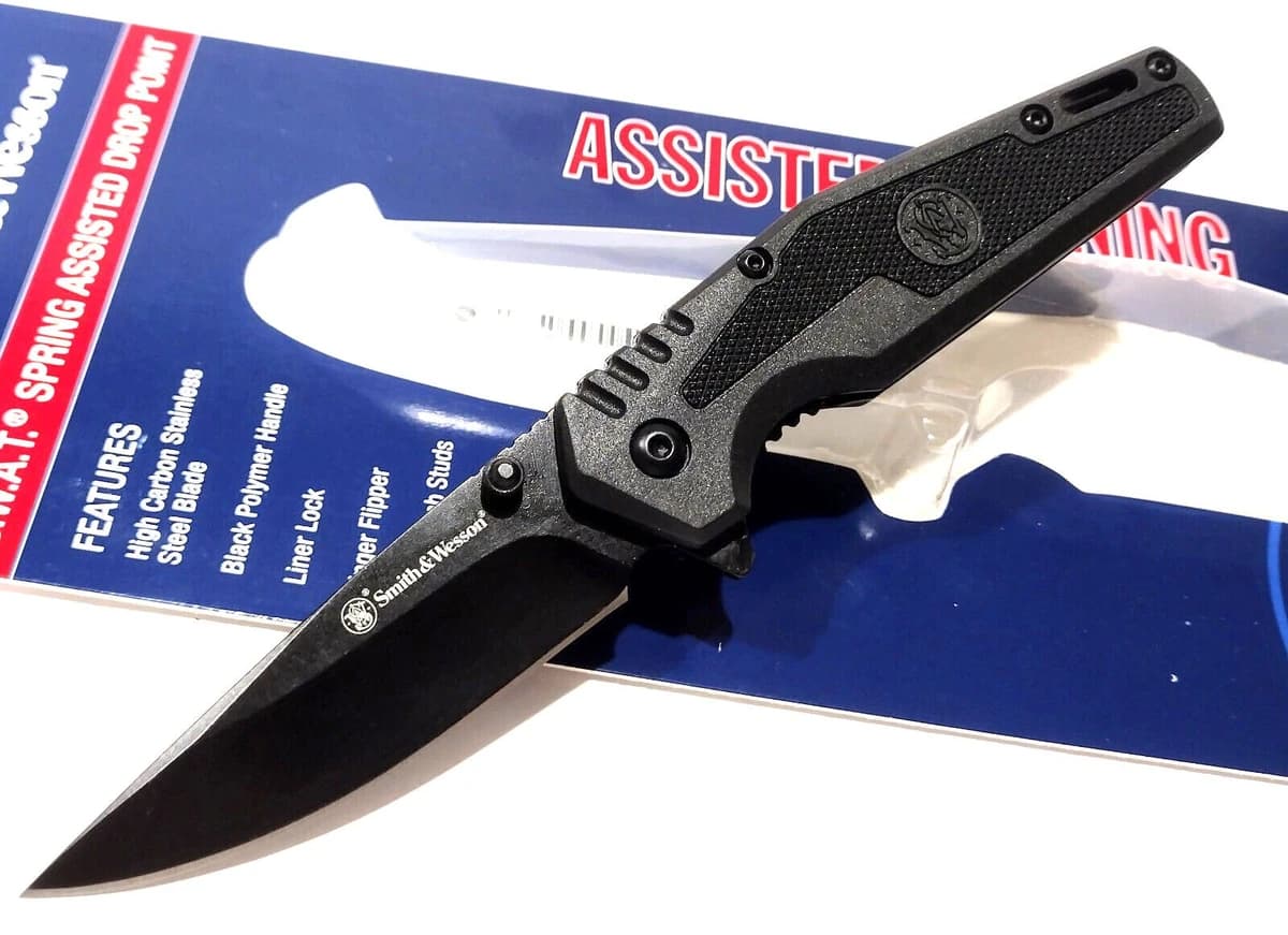 Smith & Wesson SWAT Assisted Folding Knife 3" Drop Point Blade Black product image