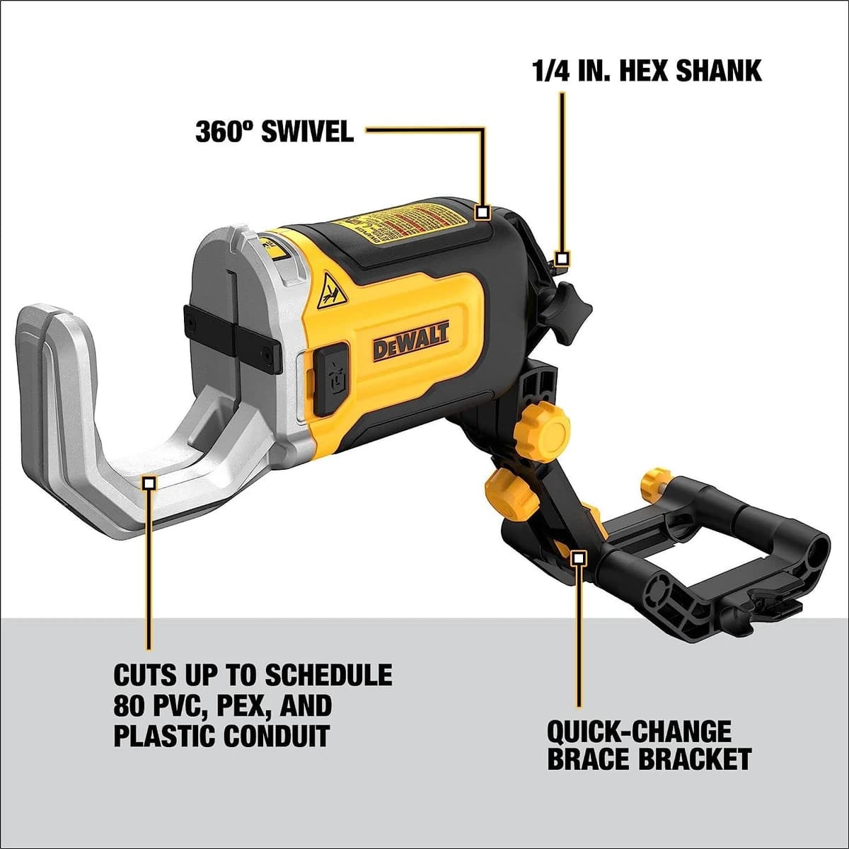 DEWALT IMPACT CONNECT PVC/PEX Cutter with Brace Bracket product image