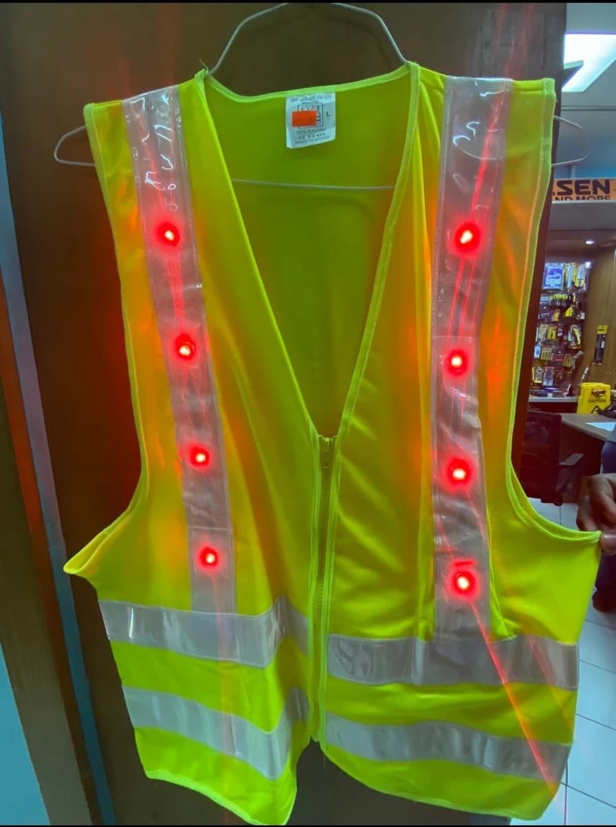 Traffic Vest w/Flashing LED Lights & Reflective Tape - Yellow - L product image