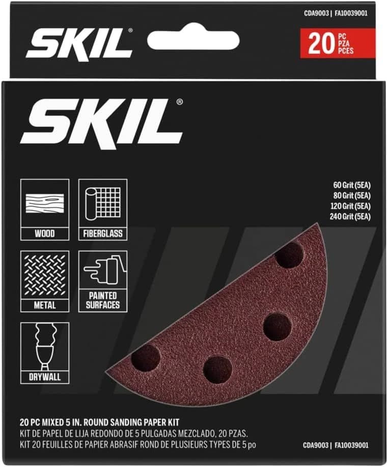Skil 20pc 5" Sanding Disc Set 60/80/120/240 Grits product image