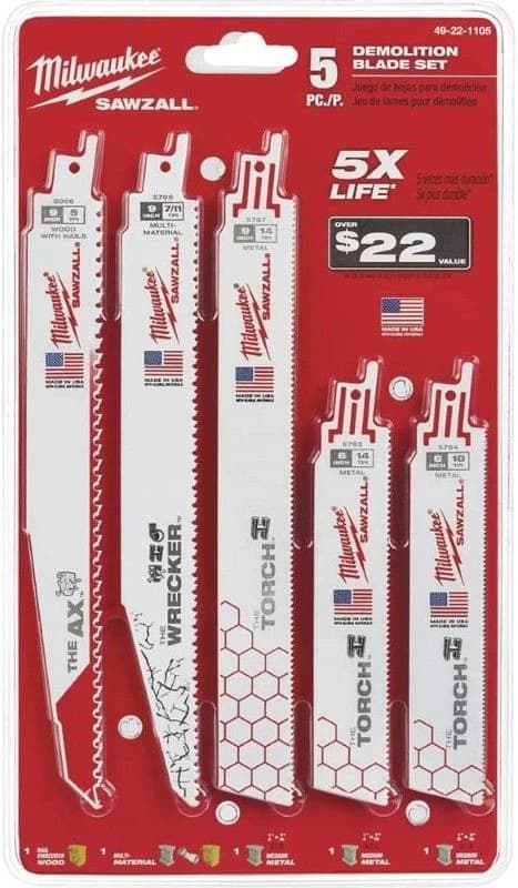 5pc Demolition SAWZALL Blade Set - MILWAUKEE product image