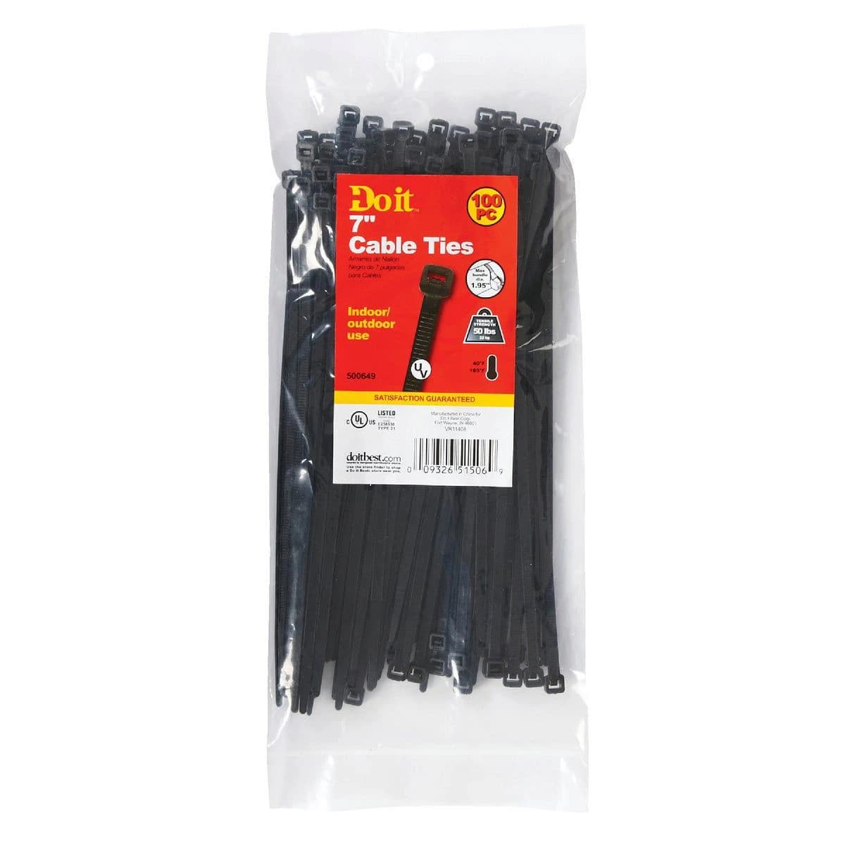 Do it 8 Inch x 0.189 Inch Black Molded Nylon Weather Resistant Cable Tie (100-Pack) product image