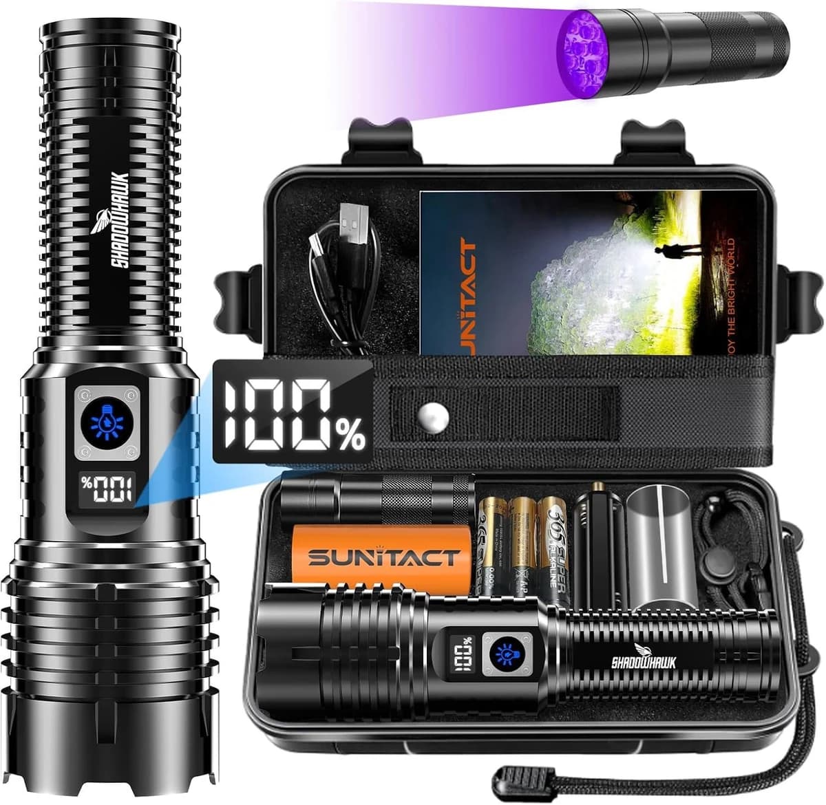 Flashlight 20000 High Lumens Rechargeable LED Flash Light w/LCD Display XHM77.2 product image