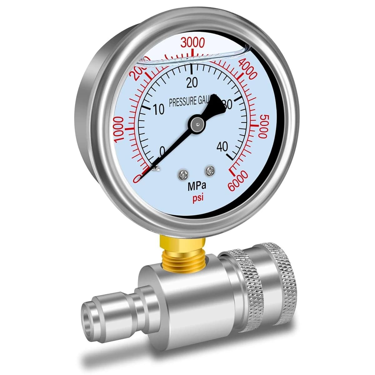 Boltigen Pressure Washer Gauge Kit 3/8" Quick Connect, Stainless Steel, 6000PSI product image