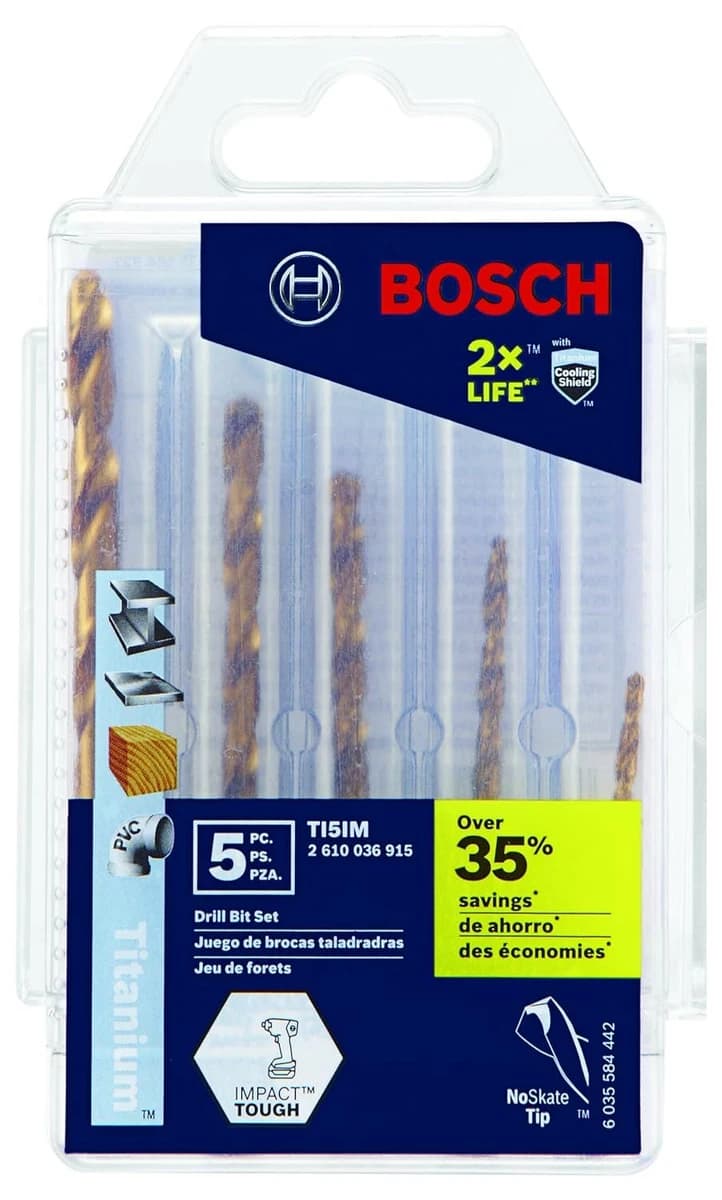 Bosch 5pc Titanium Nitride Coated Metal Drill Bits product image