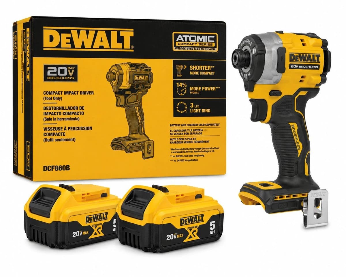 Dewalt 20V Max XR 1/4" High Torque Impact Driver w/2-5.0 Ah Batteries product image