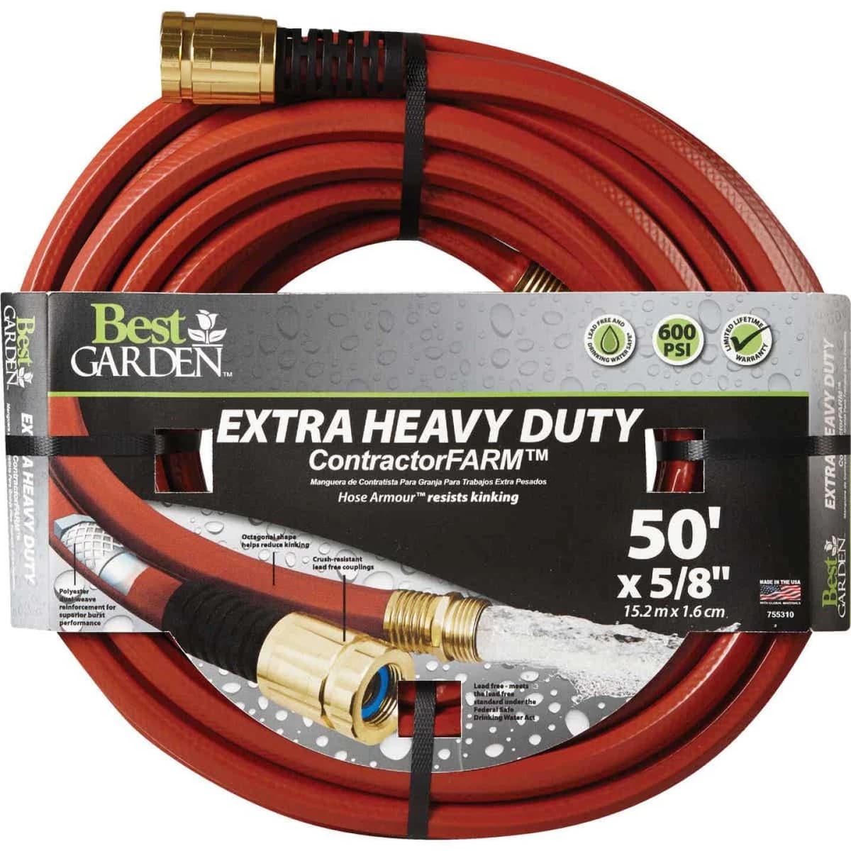 Best Garden 5/8" x 50' Drinking Water Safe Contractor Hose product image
