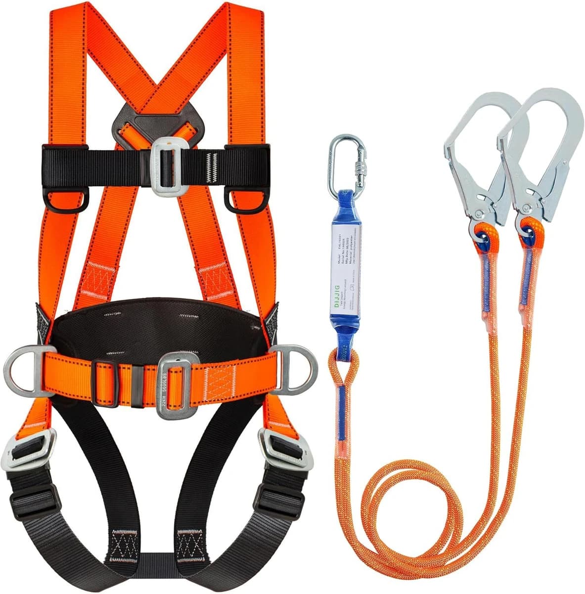 Dijjig Fall Protection Kit Full Body Harness w/Internal Shock Absorbing Lanyard product image