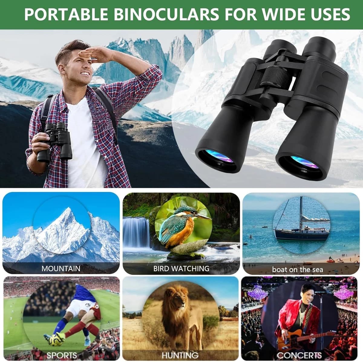 HANKLENSS Binoculars 20x50 - Professional High Magnification HD Compact BAK-4 product image