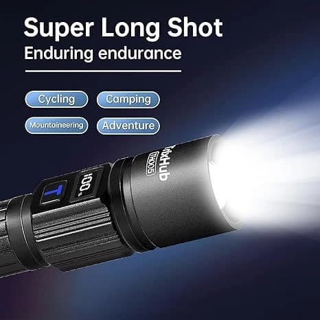 TrixHub TH005 Rechargeable Flashlight, 5 Modes, Zoomable, LCD Display product image