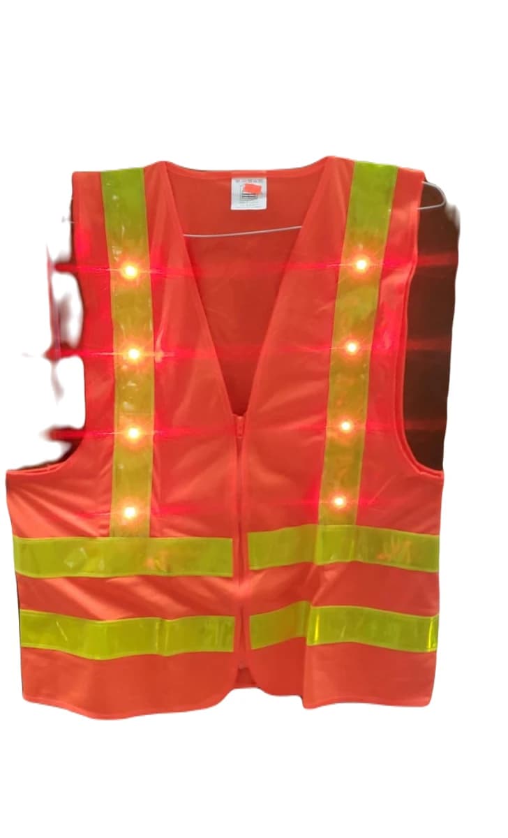 Traffic Vest with Flashing LED Lights & Reflective Tape - Orange - XL product image