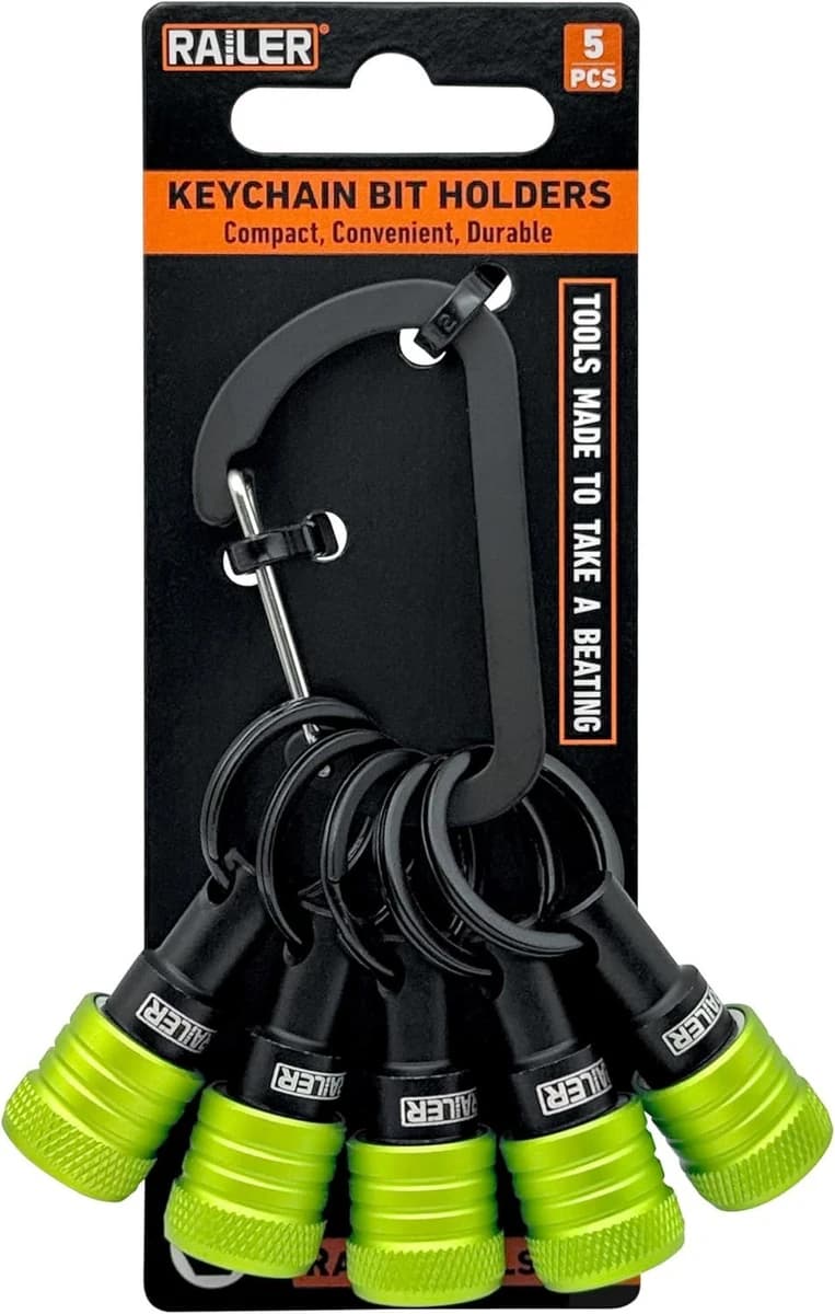 Railer Bit Holder Keychain 5pc - Hi Vis Green product image