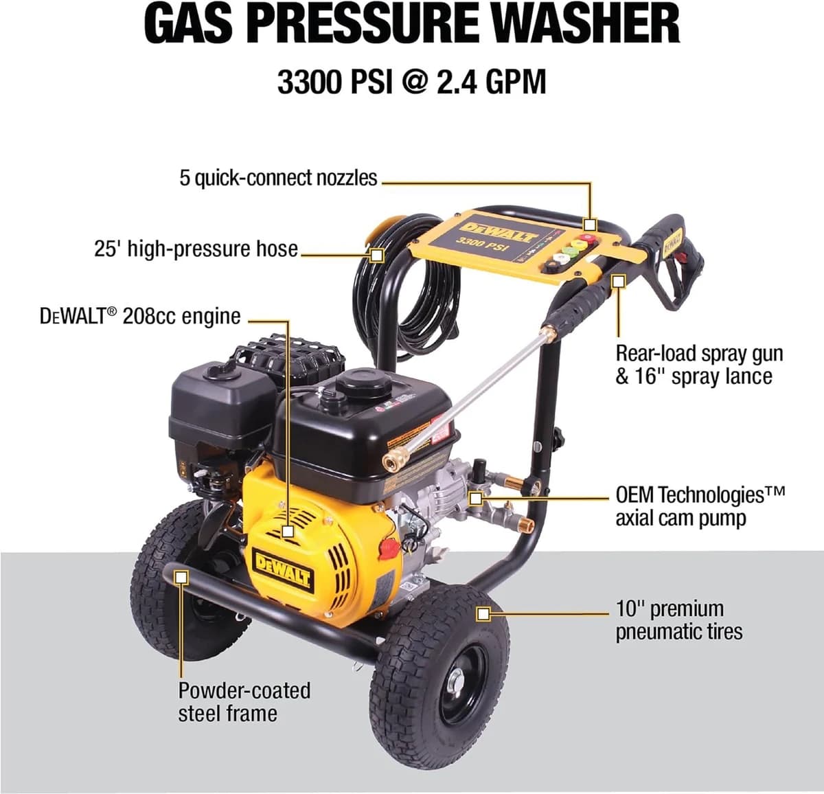 Dewalt 3300 PSI 2.4 GPM Gas Cold Water Pressure Washer product image