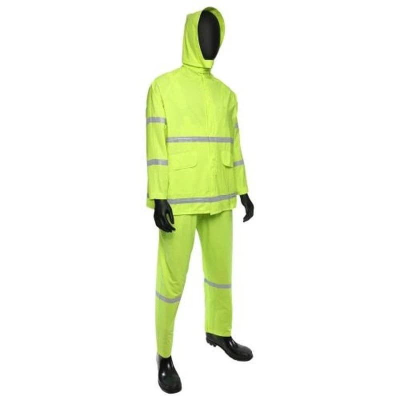 3pc .35mm PVC/Poly Fluorescent Green Rain Suit with Reflective - M product image