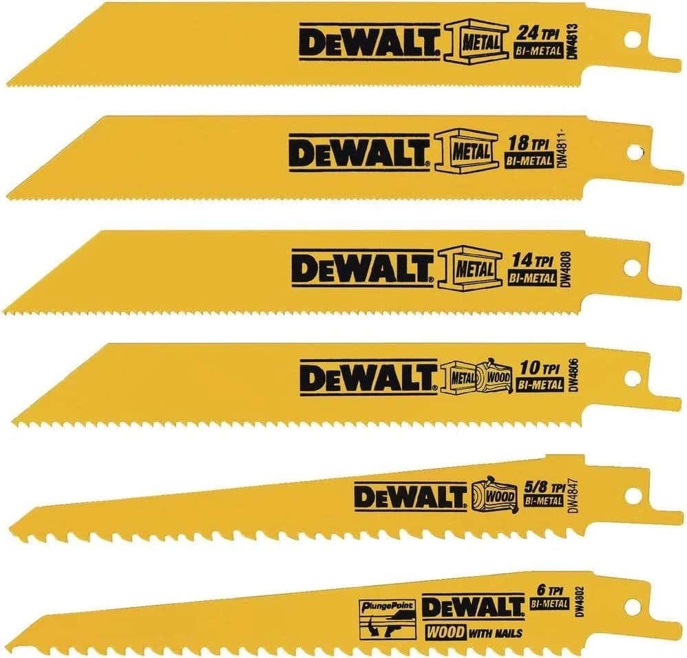 Dewalt Reciprocating Saw Blade Set for Metal and Woodcutting 6pc product image