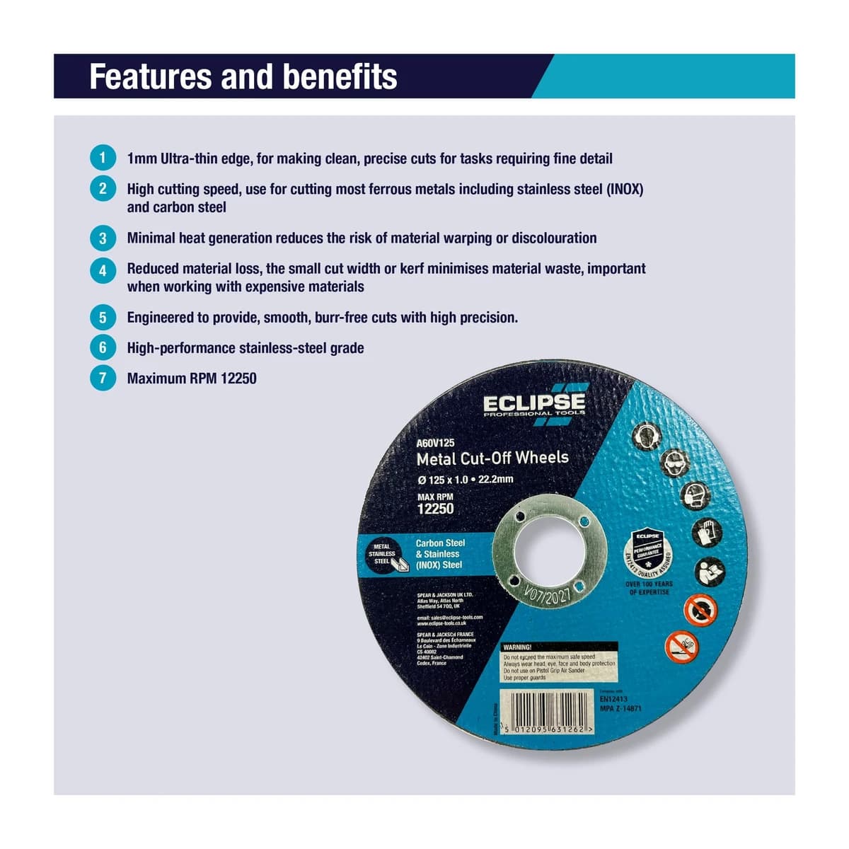 Eclipse 4 1/2" x 3/64" x 7/8" Metal Cutting Disc product image