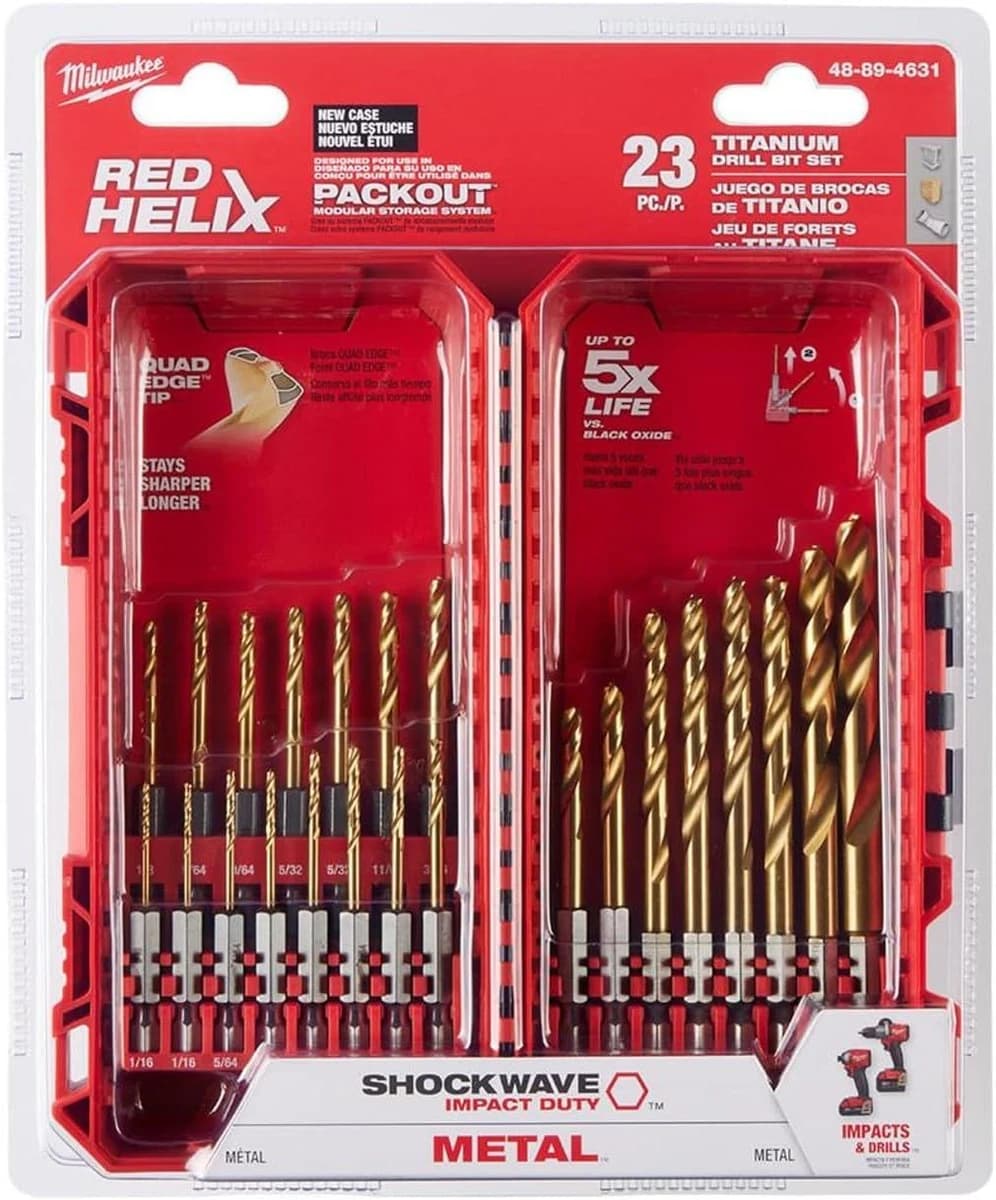 Milwaukee 23pc SHOCKWAVE Impact Duty RED HELIX™ Titanium Drill Bit Set product image