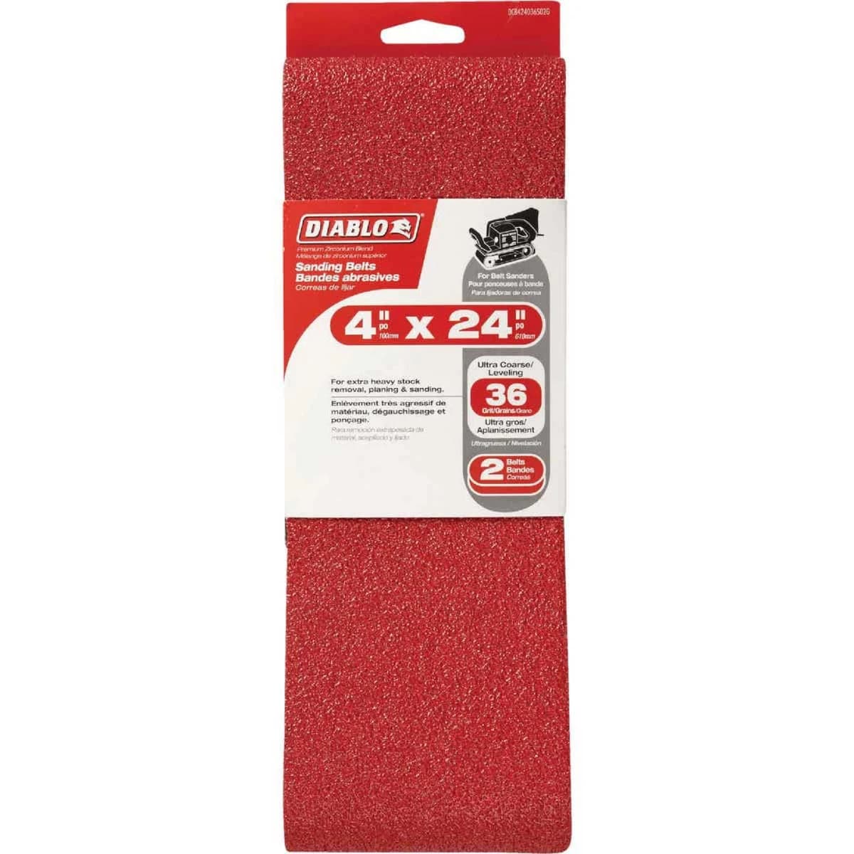 Diablo 4" x 24" 36 Grit General Purpose Sanding Belt 2pk product image