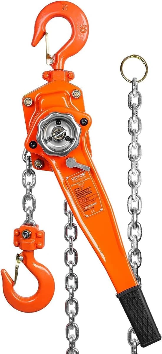 VEVOR Manual Lever Chain Hoist, 1 1/2 Ton 10FT, 3300 lbs - Orange product image