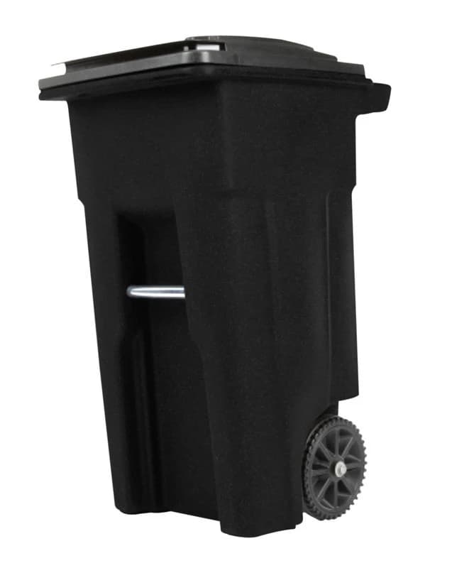 Toter 32 Gallon Black Rolling Outdoor Garbage Bin w/Wheels and Attached Lid product image