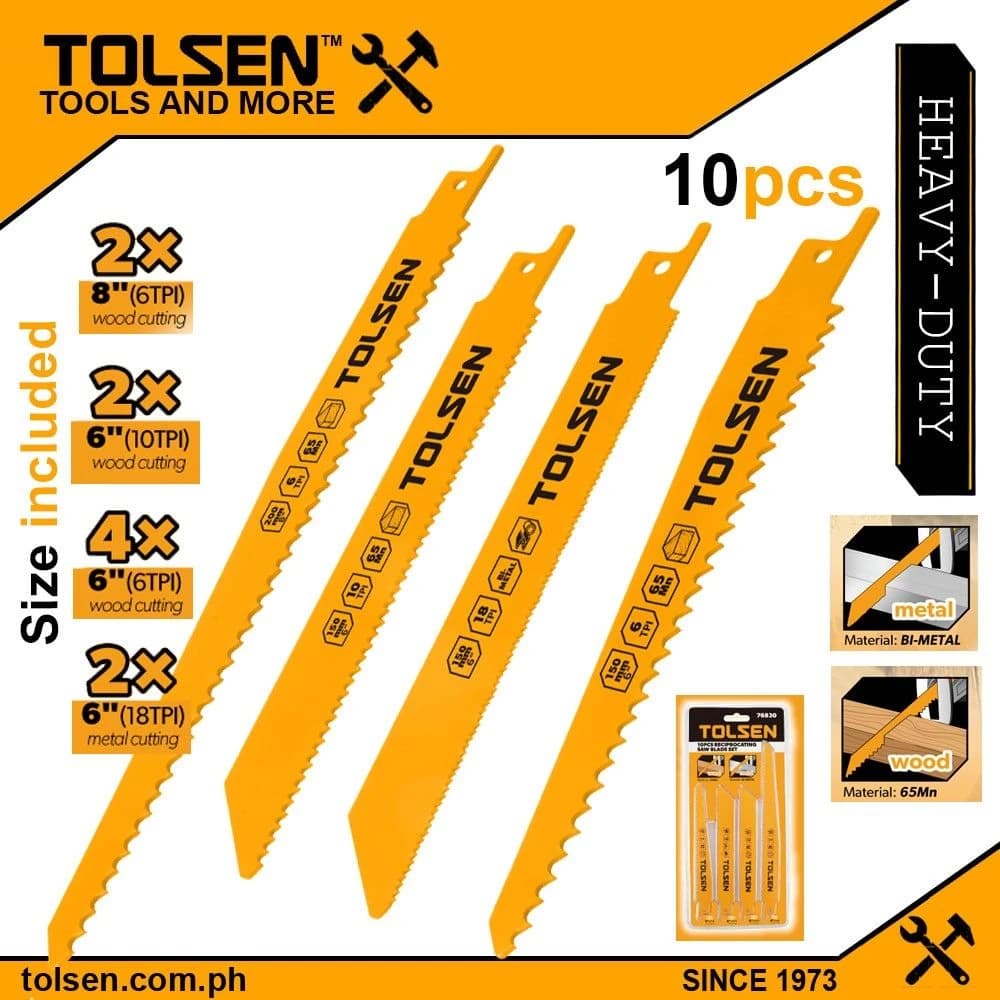 Tolsen 10pcs Reciprocating Saw Blade Set product image